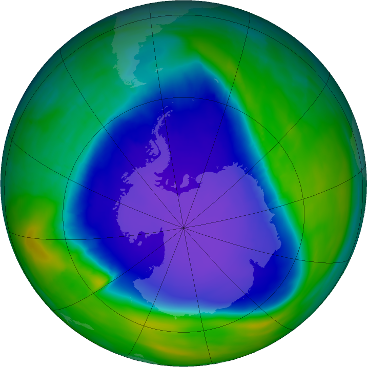 Antarctic ozone map for 01 November 2015